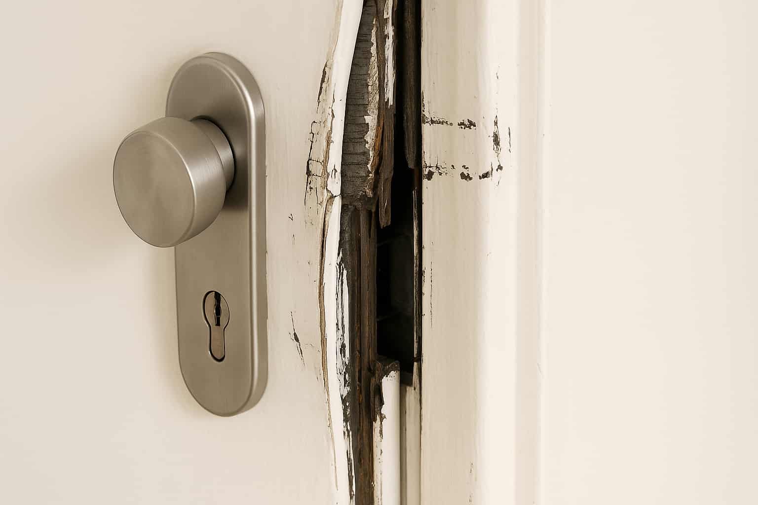 Porte endommagée après effraction